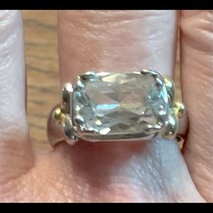 Silver cocktail ring with clear stone